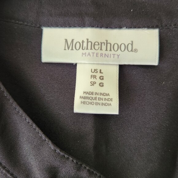 Motherhood Maternity Black Long Dress Pockets Tie Waist sz L - Picture 5 of 13